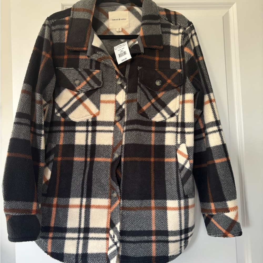 Dry Goods Thread and Supply Black and Orange Plaid Jacket Womens